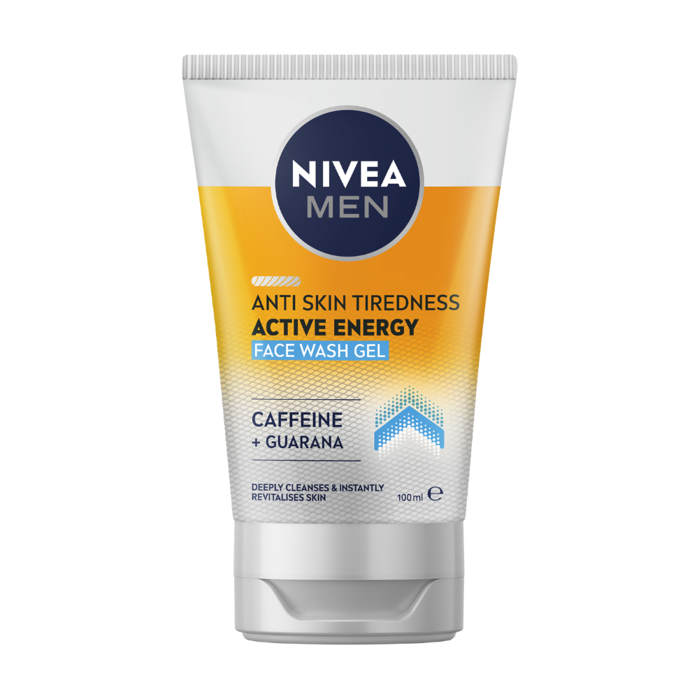 4 x Nivea Men Active Energy Face Wash Gel Caffeine & Guarana 100mL