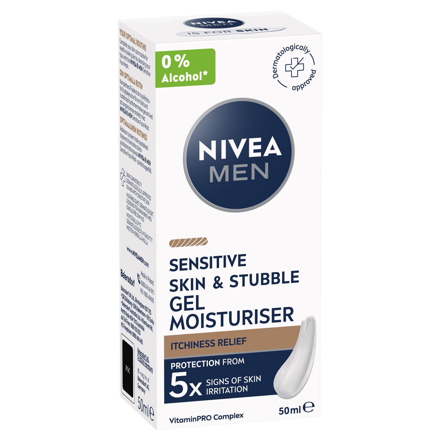 3 x Nivea Men Sensitive Skin & Stubble Gel Moisturiser 50mL