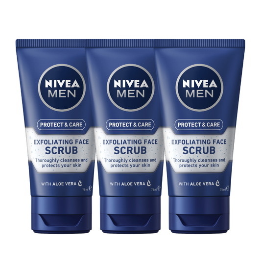 3 x Nivea Men Protect & Care Exfoliating Face Scrub 75mL