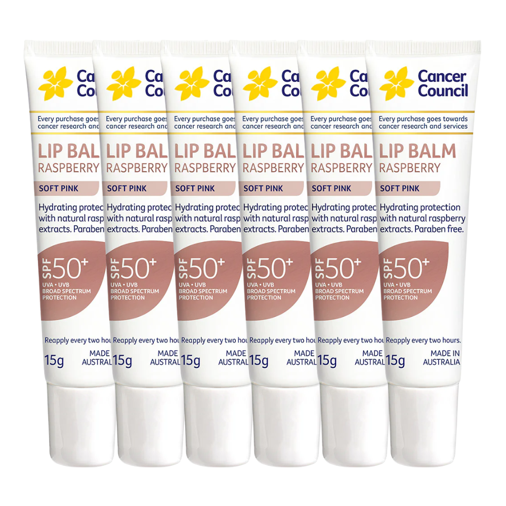 6 x Cancer Council Raspberry Lip Balm SPF50+ 15g