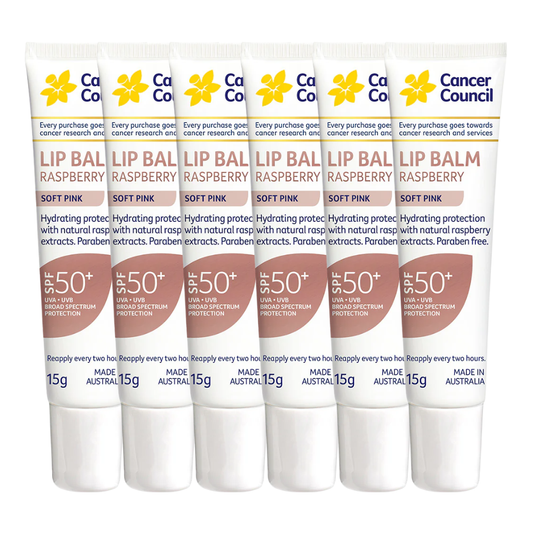 6 x Cancer Council Raspberry Lip Balm SPF50+ 15g