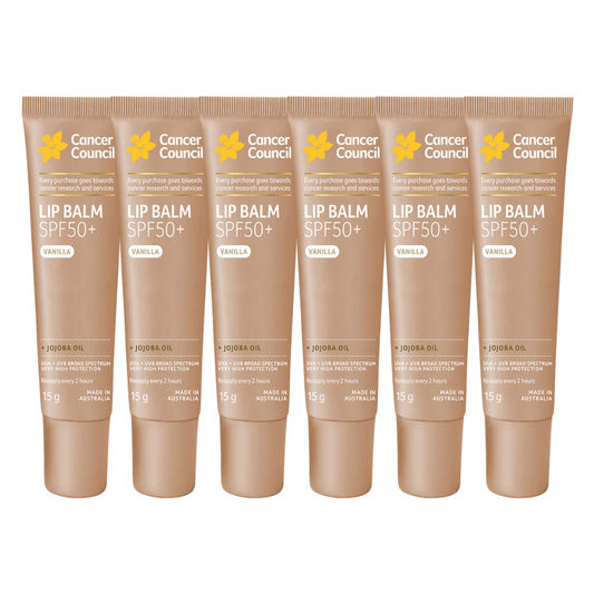 6 x Cancer Council Vanilla Lip Balm SPF50+ 15g