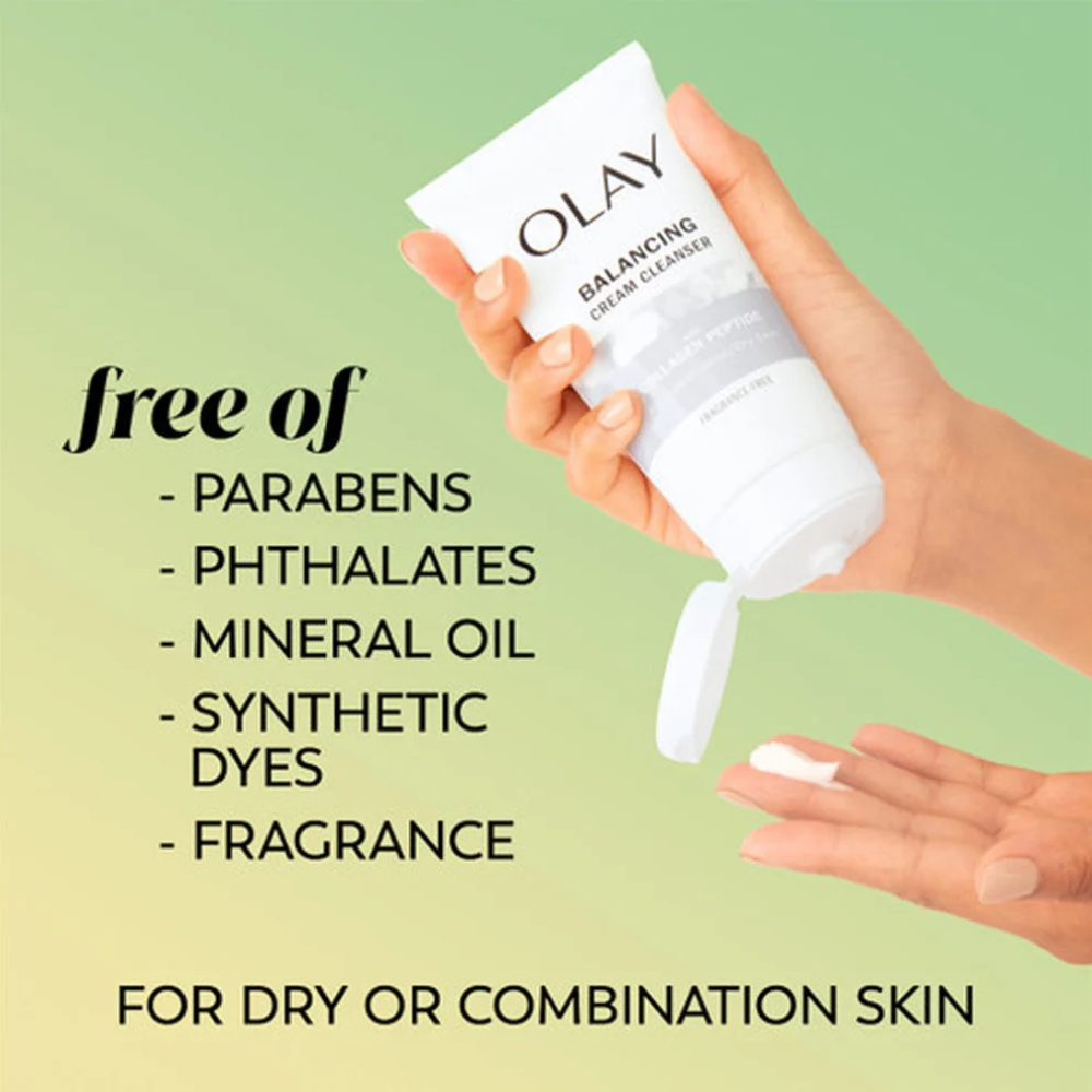 3 x Olay Balancing Cream Cleanser with Collagen Peptide for Combination/Dry Skin 150mL