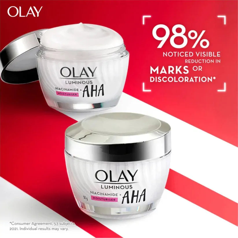 2 x Olay Luminous Niacinamide + AHA Moisturiser 50g