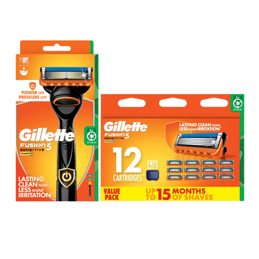 Gillette Fusion5 Sensitive Razor Handle & 14 Razor Refill Cartridges Set