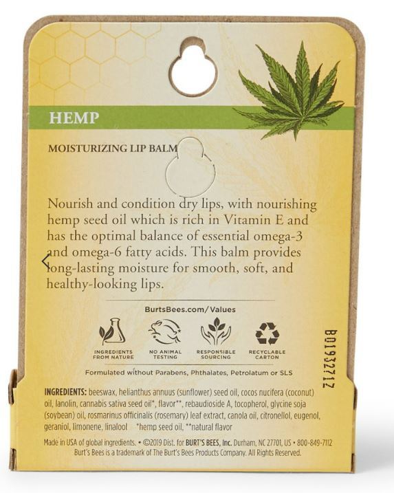 3 x Burt's Bees Hemp Lip Balm 4.25g