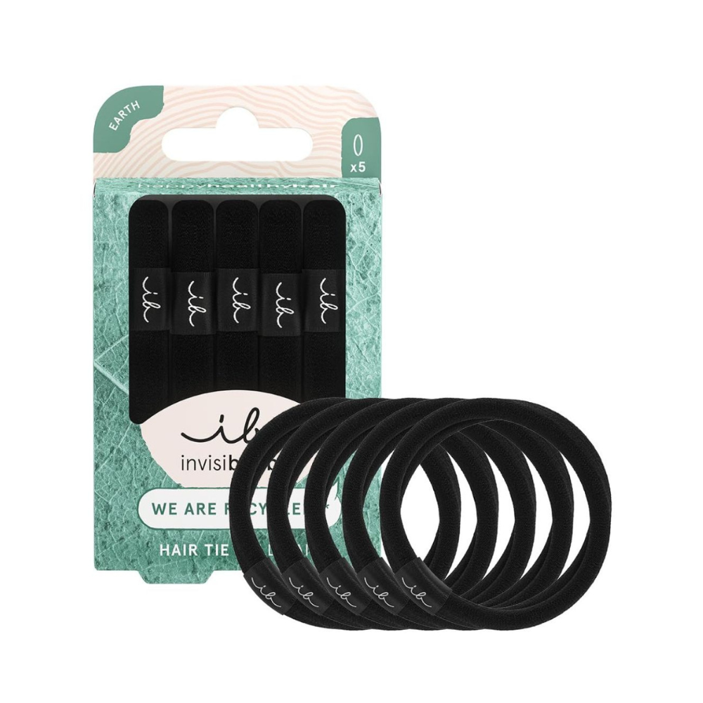 Invisibobble Hairtie Sustainable Elastic Hair Ties 5Pk - Black