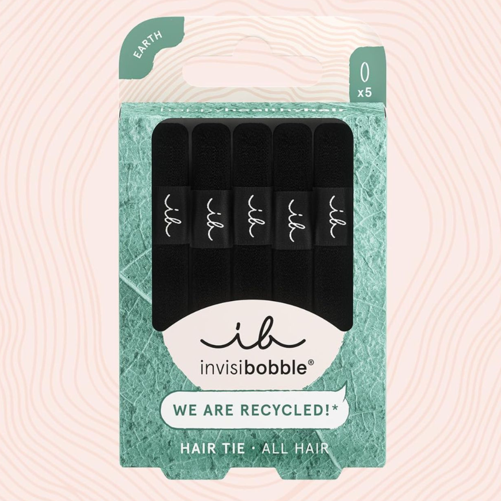 Invisibobble Hairtie Sustainable Elastic Hair Ties 5Pk - Black